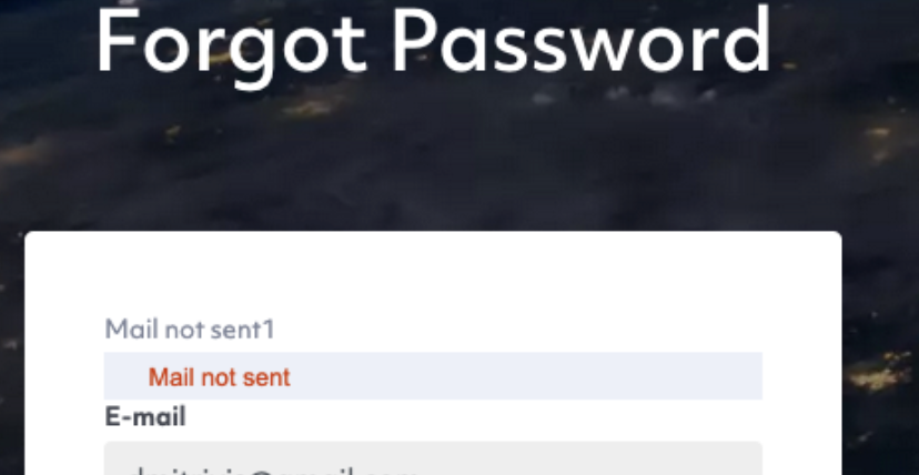 error on forgot password form
